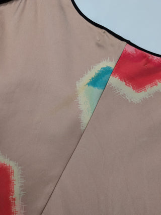 Pink And Floral Top With Black Braiding