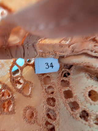 Orange Deep V Cotton Eyelet Dress