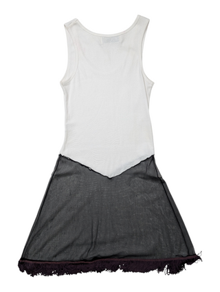 White Cotton Top With Black Sheer Bottom