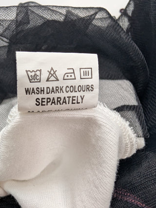 White Cotton Top With Black Sheer Bottom