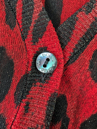 Red Leopard Print Cardigan