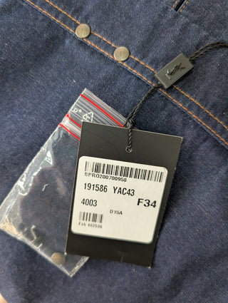 Blue Denim Vest With YSL Logo Tab