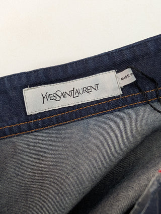 Blue Denim Vest With YSL Logo Tab