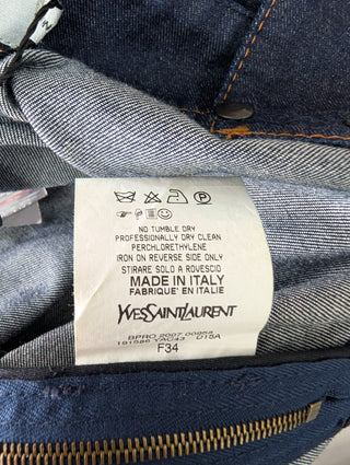 Blue Denim Vest With YSL Logo Tab