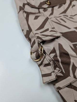 Beige Safari Pattern Cargo Pants