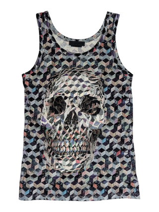 Multicolour Tank Top With Skull Pattern