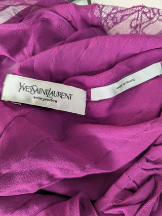 Mauve Scoop Neck Top With Ruffles And Lace Details