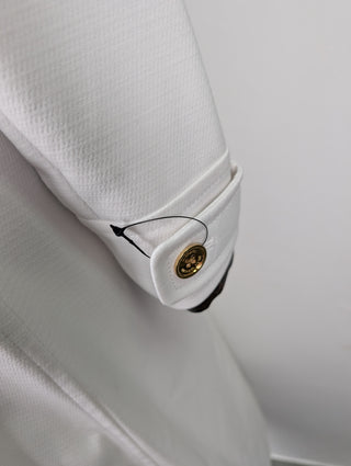 White Long Coat With Gold Buttons