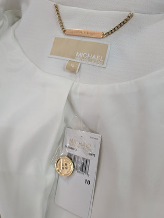 White Long Coat With Gold Buttons