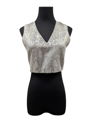 Silver Embroidered Cropped Top