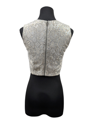 Silver Embroidered Cropped Top