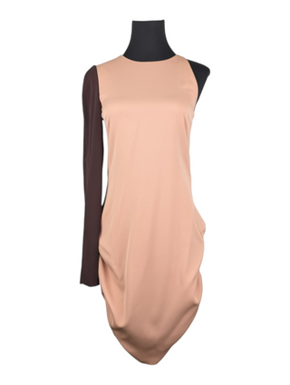Brown And Salmon Single Sleeve Dress