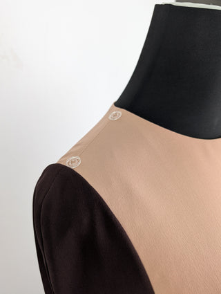 Brown And Salmon Single Sleeve Dress