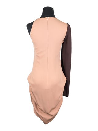 Brown And Salmon Single Sleeve Dress