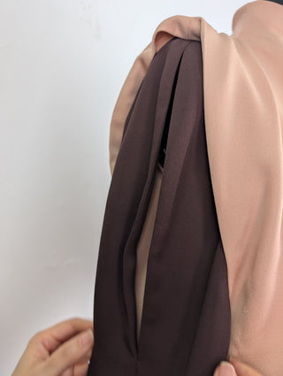 Brown And Salmon Single Sleeve Dress