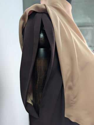 Brown And Salmon Single Sleeve Dress