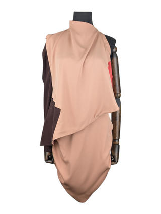 Brown And Salmon Single Sleeve Dress