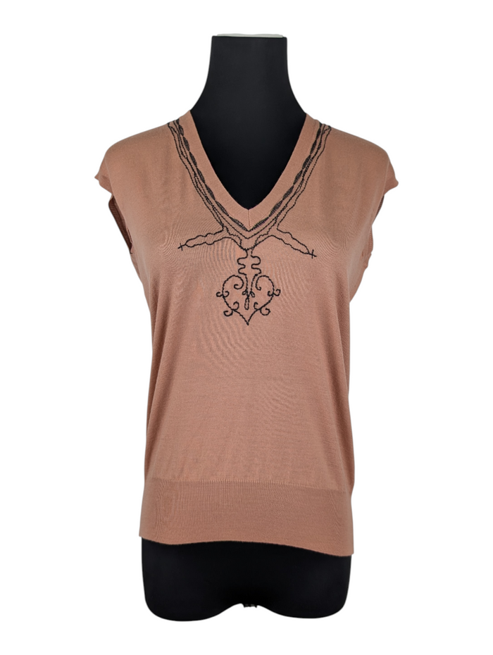 Beige Vest With Decoration Patterns