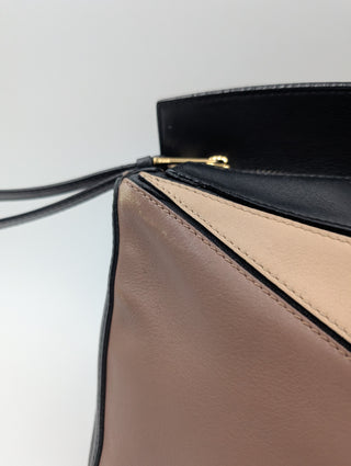 Small Puzzle Brown And Black Leather Bag