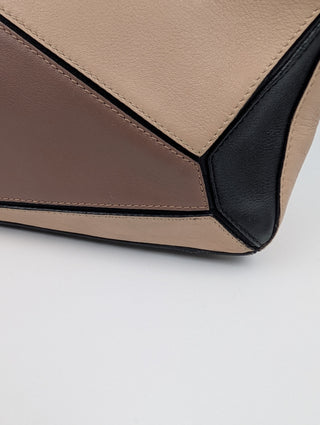 Small Puzzle Brown And Black Leather Bag