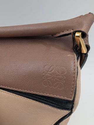 Small Puzzle Brown And Black Leather Bag