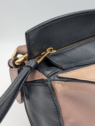 Small Puzzle Brown And Black Leather Bag