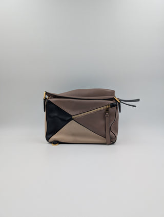 Small Puzzle Brown And Black Leather Bag