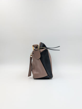 Small Puzzle Brown And Black Leather Bag