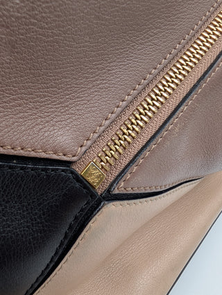 Small Puzzle Brown And Black Leather Bag