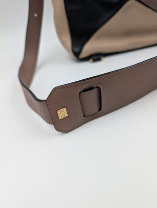 Small Puzzle Brown And Black Leather Bag