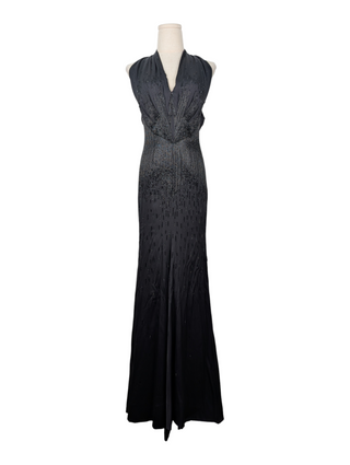 Black Beaded Long Gown