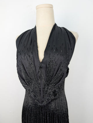 Black Beaded Long Gown