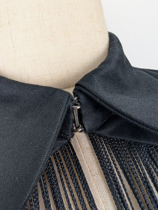 Black Cropped Jacket With Fringes