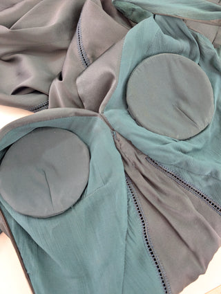 Dark Green Dress With Ruffles And Ruched Front