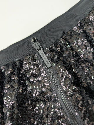 Black Full Sequin A-Line Skirt