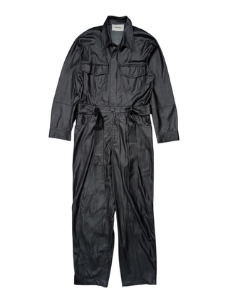 Black Faux Leather Jumpsuit