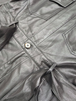Black Faux Leather Jumpsuit