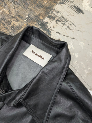 Black Faux Leather Jumpsuit