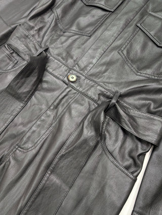 Black Faux Leather Jumpsuit