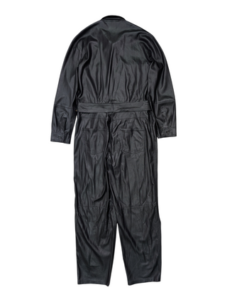 Black Faux Leather Jumpsuit
