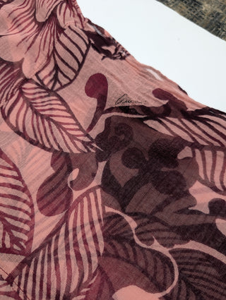 Pink Burgundy Tropical Print See Through Pants