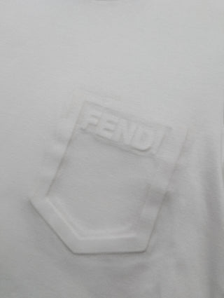 White Cropped Top With On-Tone Embossed Logo