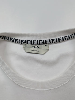 White Cropped Top With On-Tone Embossed Logo