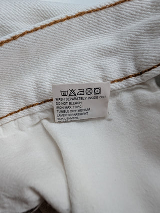 White Button-Fly Jeans