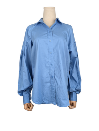 Light Blue Balloon Sleeves Shirt