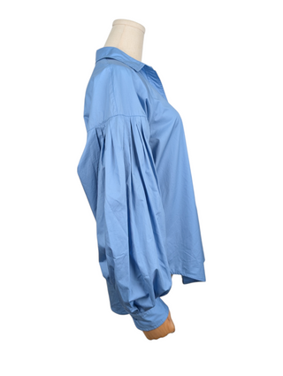 Light Blue Balloon Sleeves Shirt