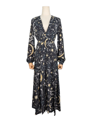 Black Star Printed Silk Dress