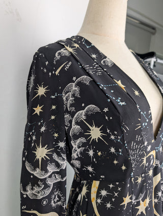 Black Star Printed Silk Dress