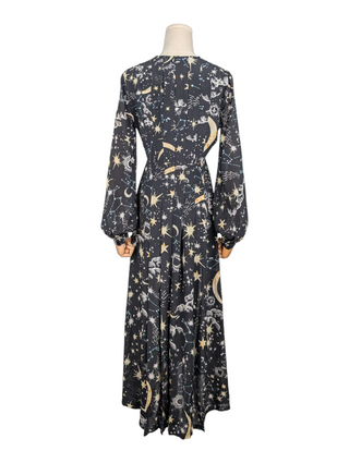 Black Star Printed Silk Dress