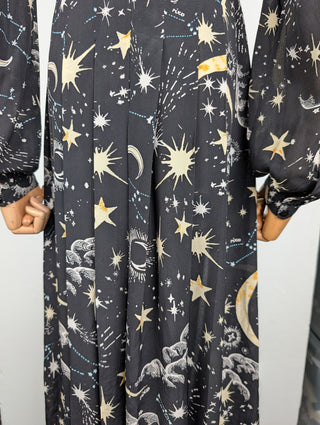 Black Star Printed Silk Dress